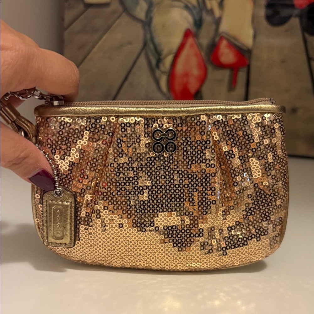 Coach Metallic Gold Sequin Clutch